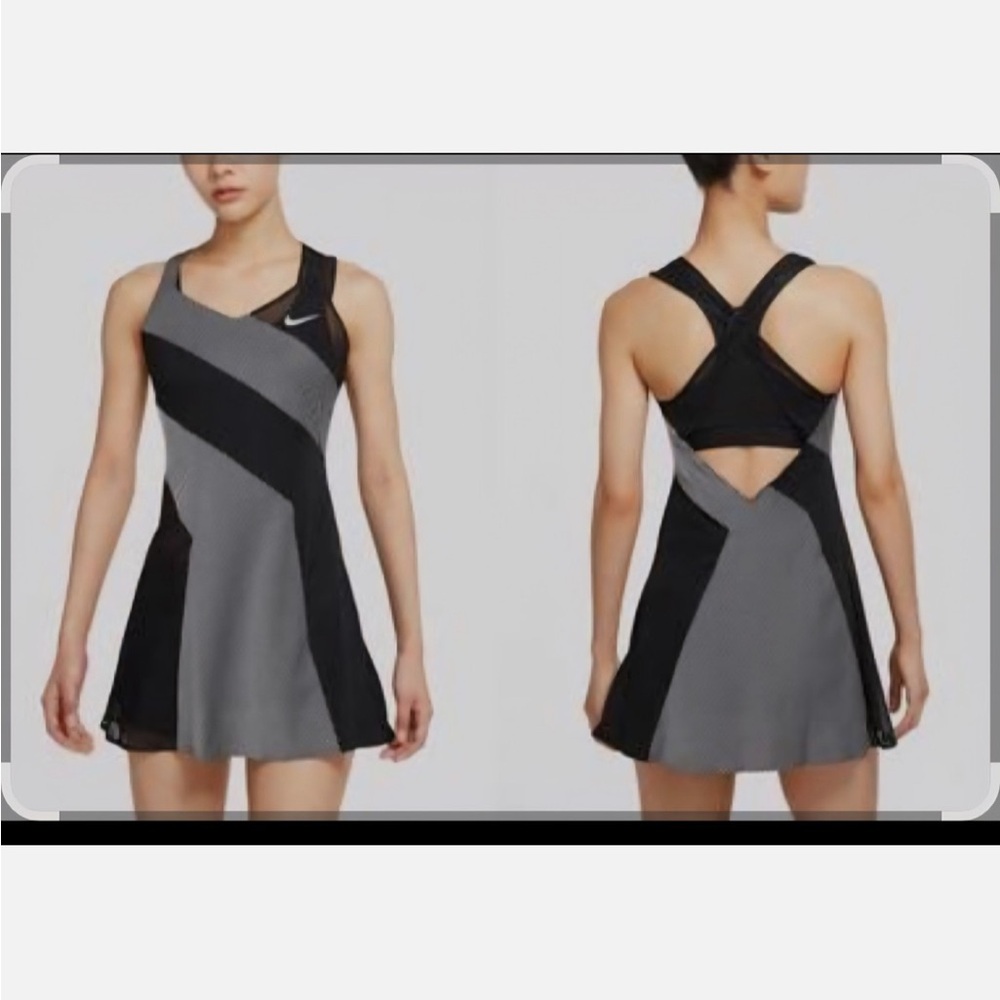Nike Naomi Osaka 2021 Monte Carlo tennis dress size M mesh black gray stripes - Picture 3 of 9